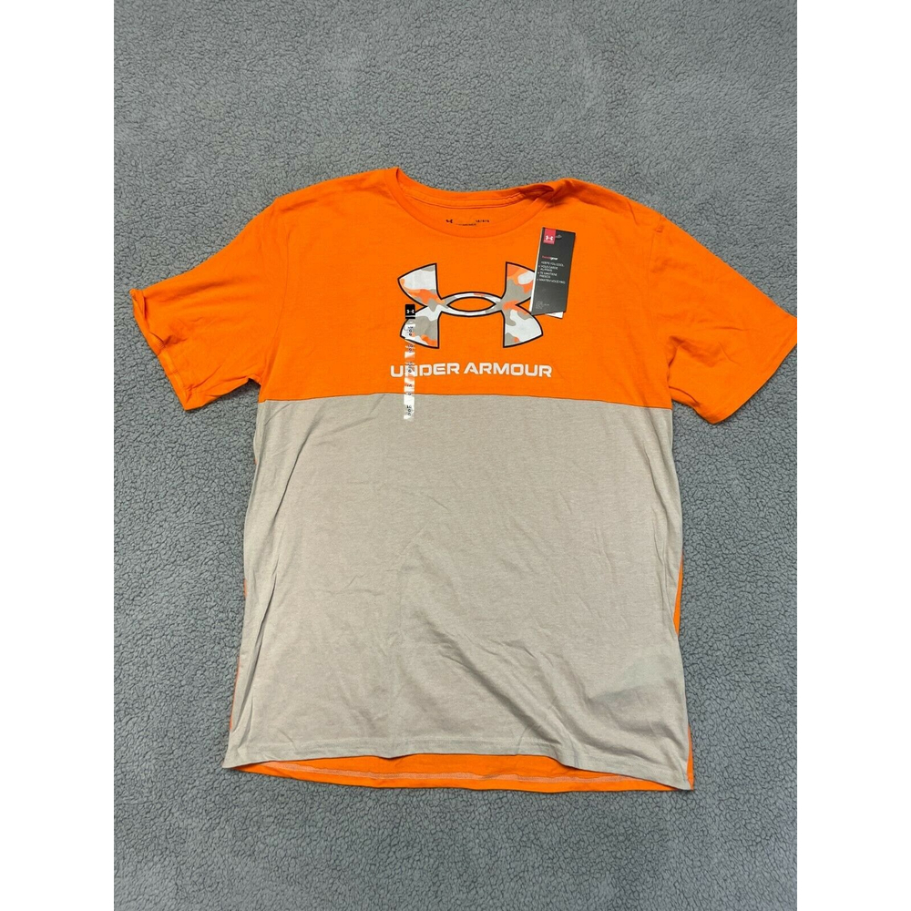 Under Armour Men's Heat Gear T-Shirt Orange/Light Brown Camo - Large